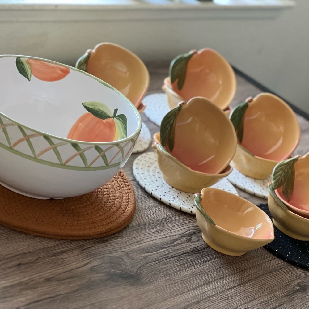 Block molde Portugal peaches hand painted by Barbara Eigen